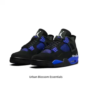 Retro Mid-Top Basketball Shoes in Black Suede Upper with Royal Blue Mesh Side Wings, Lace Locks, and Midsole Accents