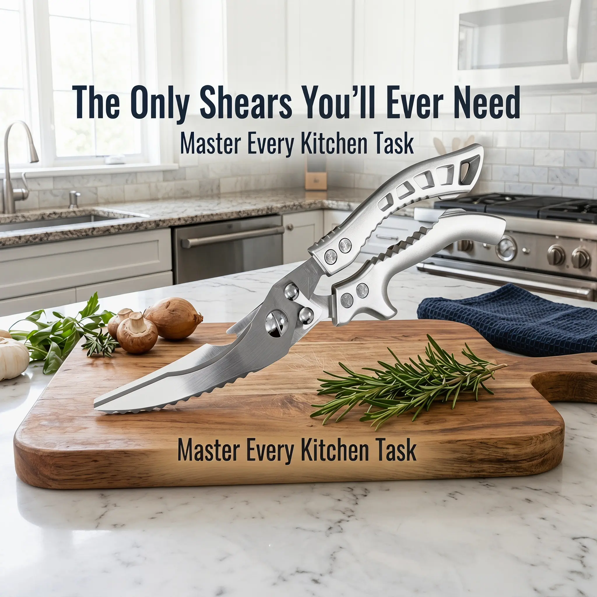 Professional Heavy-Duty Kitchen Shears with Slip Handle & Safety Lock, Stainless Steel, Dishwasher Safe, Meat Cutting, Turkey, Fish, Vegetables, Ergonomic Grip, Home Kitchenware-YY0