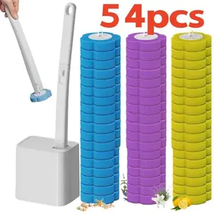 One-Use Toilet Cleaning Set, Includes 24pcs/48pcs/72pcs  Replacement Brush Heads, Toilet Bowl Cleaner, Sink Cleaning System, Bathtub Drain Plug, Toilet Wand