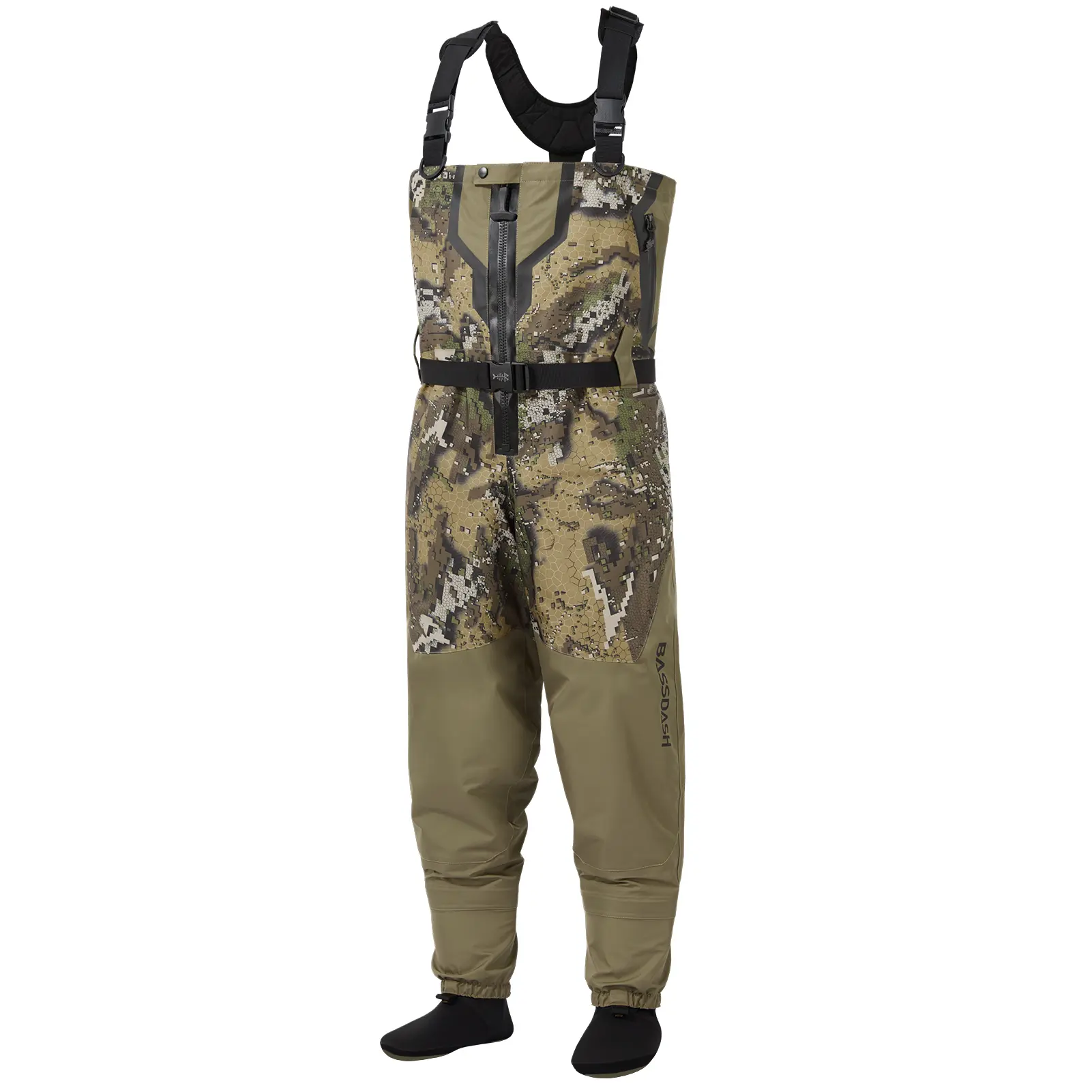 BASSDASH VORTEXIS Male Stocking Foot Chest Waders - Zippered, Breathable, Waterproof Professional Lightweight Gear for Fly Fishing, Hunting - Sports & Outdoor Clothing