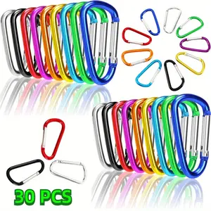 Carabiner Clips, Aluminum Locking Spring Hook Keychain D Shape Heavy Duty Buckle Pack Carabiners Clip Lock Snap Hooks Backpack Clip
