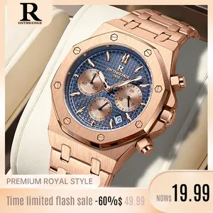 ONTHEEDGE Men's Business Fashion Round Dial Quartz Watch | Stainless Steel fashion Luxury Business wrist watch | Fashion Waterproof& Luminous Watch with Date Feature,Integrated Design,Classic Style Quartz Movement,gift for him