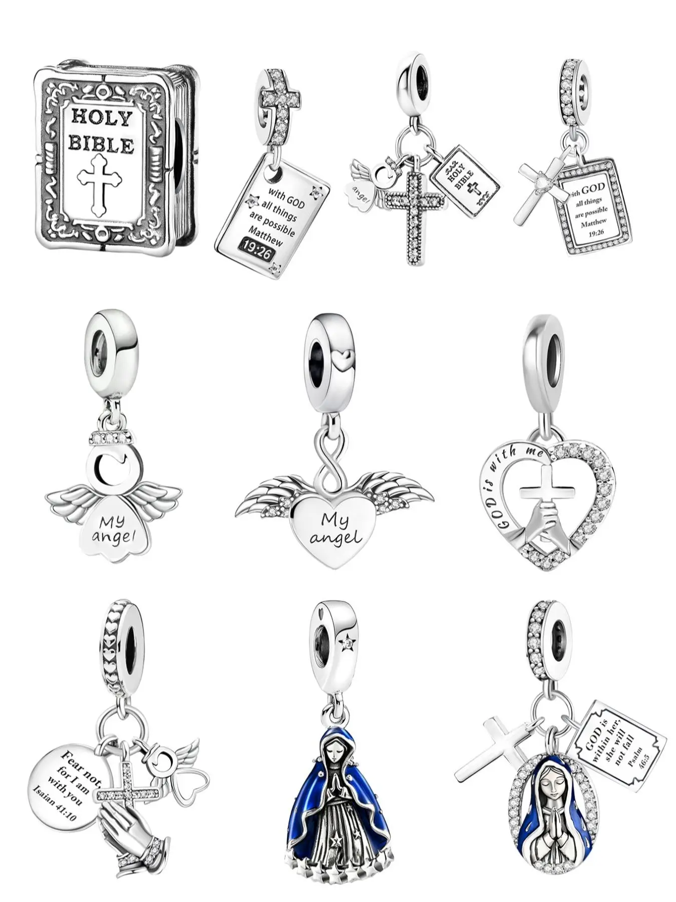 Religious Themed Charms, Fashionable Angel & Cross & Church Design Charms for Bracelet & Necklace Making, DIY Jewelry Making Supplies, Rhinestone Charms, Heart Cross Charm, Spiritual Charms, DIY Jewelry Decoration