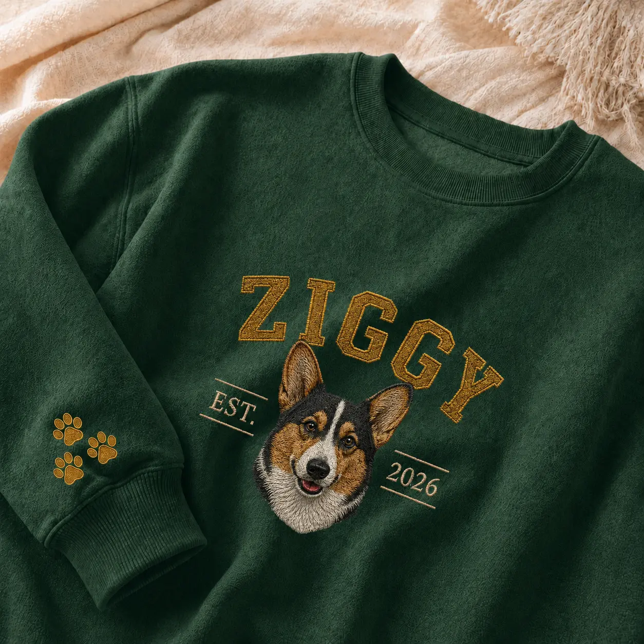 Viral Custom Embroidered Pet Sweatshirt Personalized Dog Cat Portrait Gift