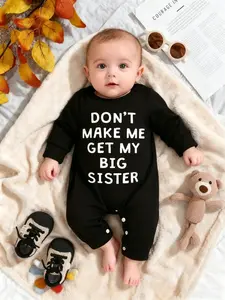 Autumn Winter Newborn Baby Clothing, Unisex Long Sleeve Onesie, Cute Letter Print Design  Comfortable & Stylish Infant Wear