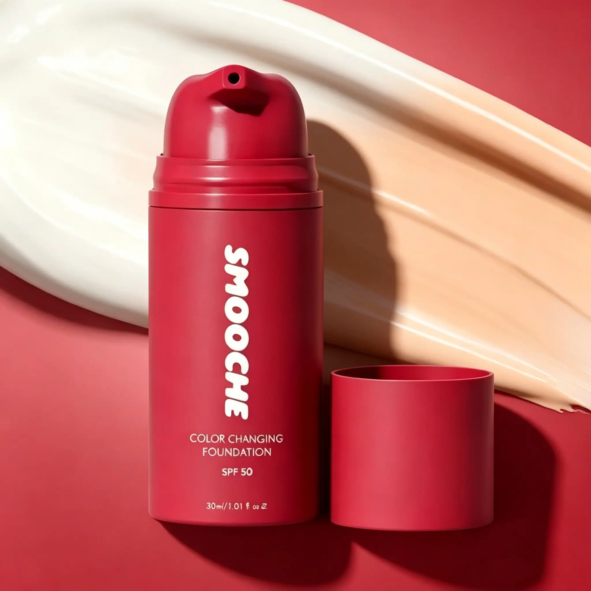 Smooche Color Changing Foundation - Skin Tone Adapting Liquid Foundation for Women Self Adjusting Natural Finish Blurs Imperfections & Fine Lines All Skin Types