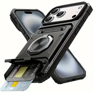 Reinforced Shockproof Hard Case| Metal Kickstand Card Holder| For iPhone11 12 13 14 15 16 17 Pro Max Plus Air & Samsung S23 S24 S25 Ultra Plus FE A55A56A35A36A26A14A15A16A17#5G Case, Accessories, Shell