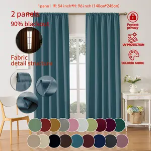 Thermal Insulated 90% Blackout Pleated Curtains with UV Protection 54" W x 96" L & 54" W x 108" L 2/4 Panels for Bedroom Living Room Office 220 GSM Fabric