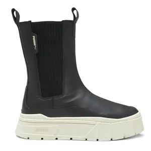 PUMA Womens Mayze Stack Round Toe Platform Chelsea Pull On Casual Boots Ankle Low Heel 1-2" - Black