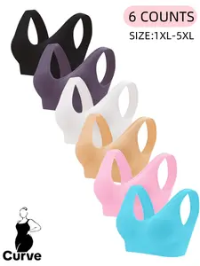 【Plus Size 】Women's Seamless Invisible Soft Comfortable Wide Shoulder Strap Underwear, No Padding, Breathable Casual Sleep Bra, Wireless Backless Bralette, Wireless Bralettes, All Seasons