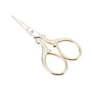 VOCOSTE 1pc Women's Embossed Scissors Eyebrow Trimmer Scissors for Bathroom Gold Tone