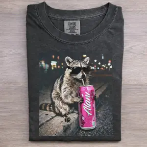 Comfort Colors Raccoon Drinking Alani T-shirt, Vintage Raccoons Graphic Tee, Gift for Him/ Her - EVA RAMOS