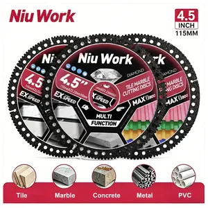 【FathersDayGift】 NiuWork Diamond Tile Cutting Blades, 4.5" Multi-functional Diamond Blade-No Chipping Ultra-Thin Dry Cut Blade for Marble/Quartz/Stone/Tile/Metal/Plastic Red multiple size