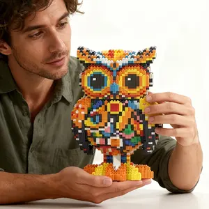Wwjd Flower Owl Parrot Building Blocks Animals 3D Puzzle Model Decoration, Art Puzzles Gift, Stress Relief Toy, Indoor Decor, Birthday Christmas New Year Gift