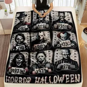 Soft Funny Throw Blanket Horror Icons Flannel Fleece - Cozy Fuzzy Plush Comfy All-Season Sofa Bedroom Dorm Couch Office Car Travel Home Bedding,Comfortable Movie Decor Blanket Men Women Boys Girls Halloween Birthday Fan Gifts
