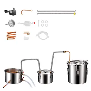 VEVOR Alcohol Still,  3 Gal / 11.4 L Stainless Steel Water Alcohol Distiller with Copper Coil for Fast Cooling, Dual Condenser Distiller Kit with Secondary Distillation, for Wine Whisky Brandy, Silver