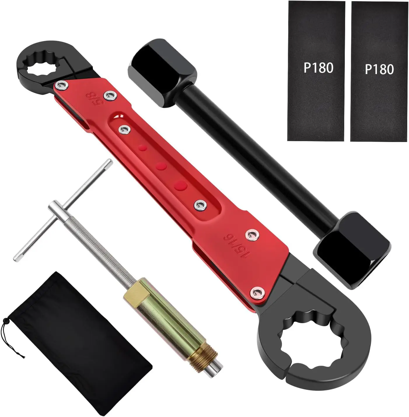 Plumbing Tools with Angle Stop Wrench & Compression Sleeve Puller | 6 Pcs Plumber Tools Set with Professional Plumbers Wrench, 1/2-Inch Ferrule   Sandpaper for Frozen/Corroded Angle Stop