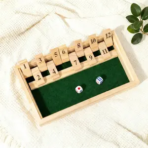 Shut The Box Wooden Dice Game for Kids – 4 Player Board Game | Classic Number Strategy Toy for Family Game Night, Tabletop Games, Educational Math Fun, Ages 6+