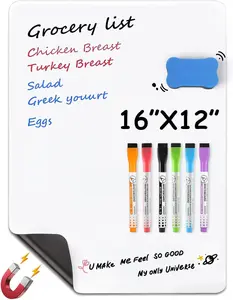 MaxGear 16 X 12 inch Magnetic Dry Erase Whiteboard for Refrigerator, Fridge Whiteboard Sheet Fridge Shopping List Office Notice Board with New Stain Resistant Technology (Include 1 Eraser,6 Markers)