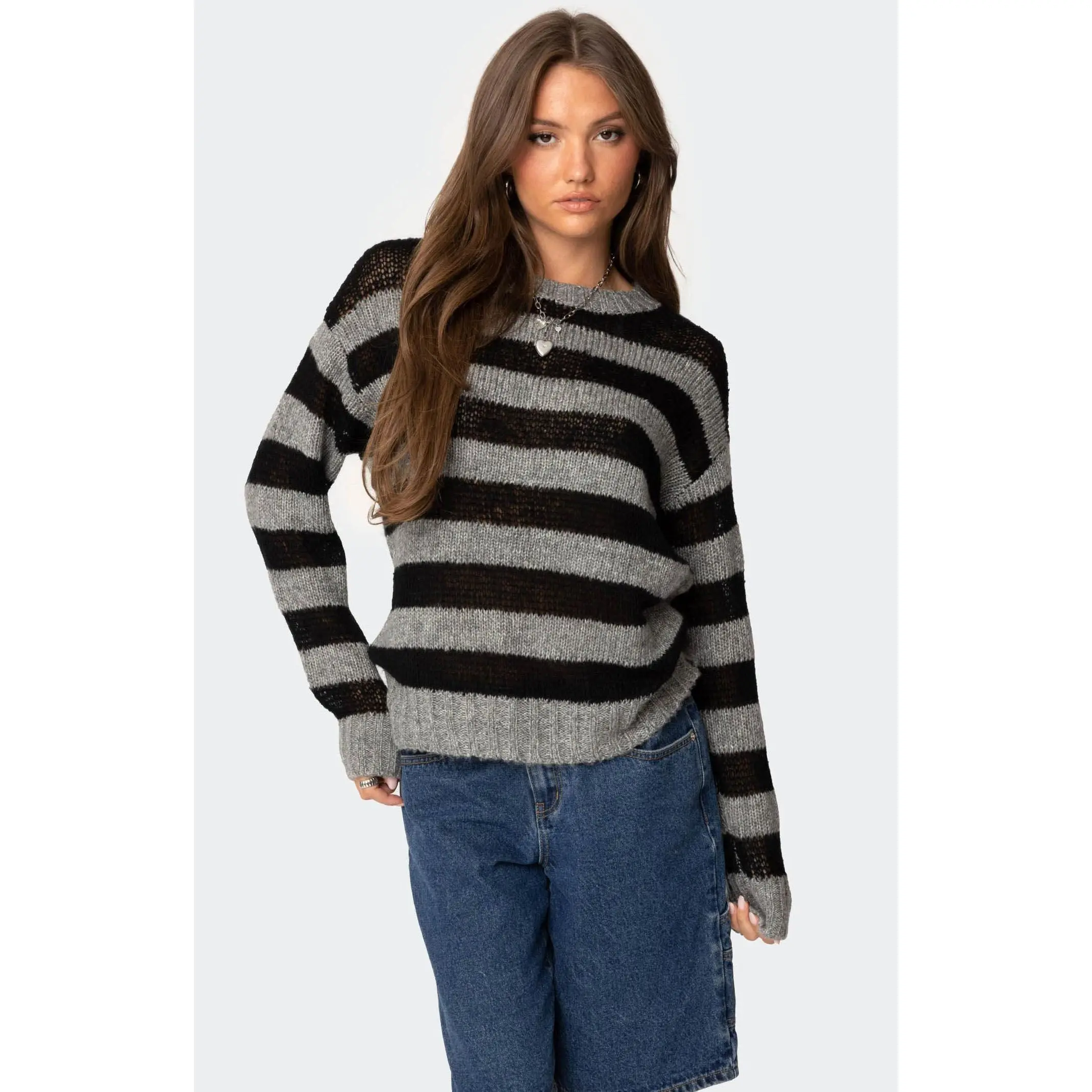 Edikted Women's Light Knit Striped Sweater Edikted Women's Light Knit Striped Sweater