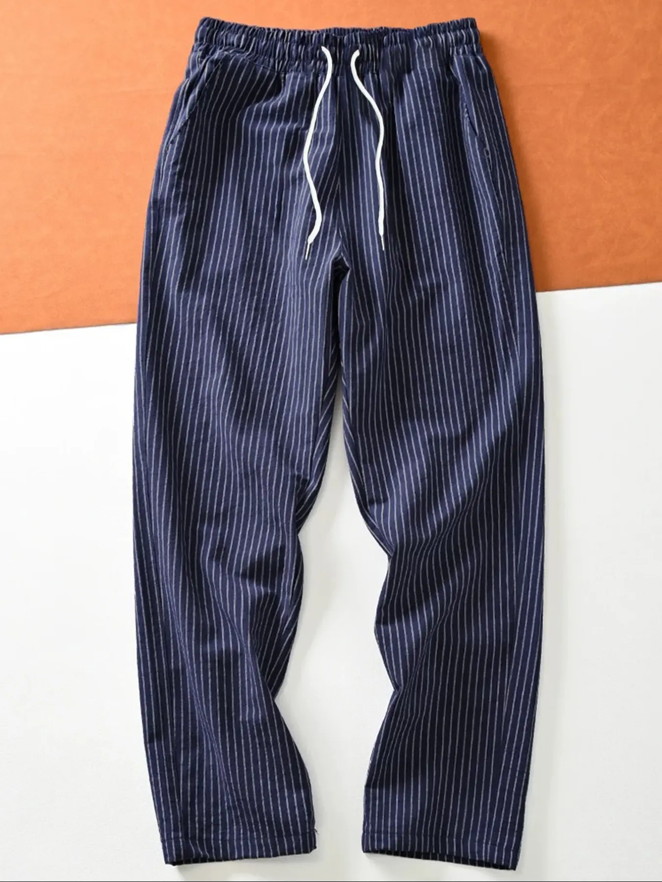 Men's Woven Striped Straight Leg Pants, Casual Comfy Sporty, Loose Sports Pants, Comfortable Sporty Trousers, Perfect for Daily Wear and Sports Activities, Athleisure Style Bottoms, Casual Sportswear