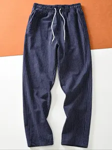 Men's Casual Sportswear Woven Striped Straight Leg Pants, Casual Sporty Trousers, Comfortable and Stylish, Perfect for Daily Wear and Sports Activities