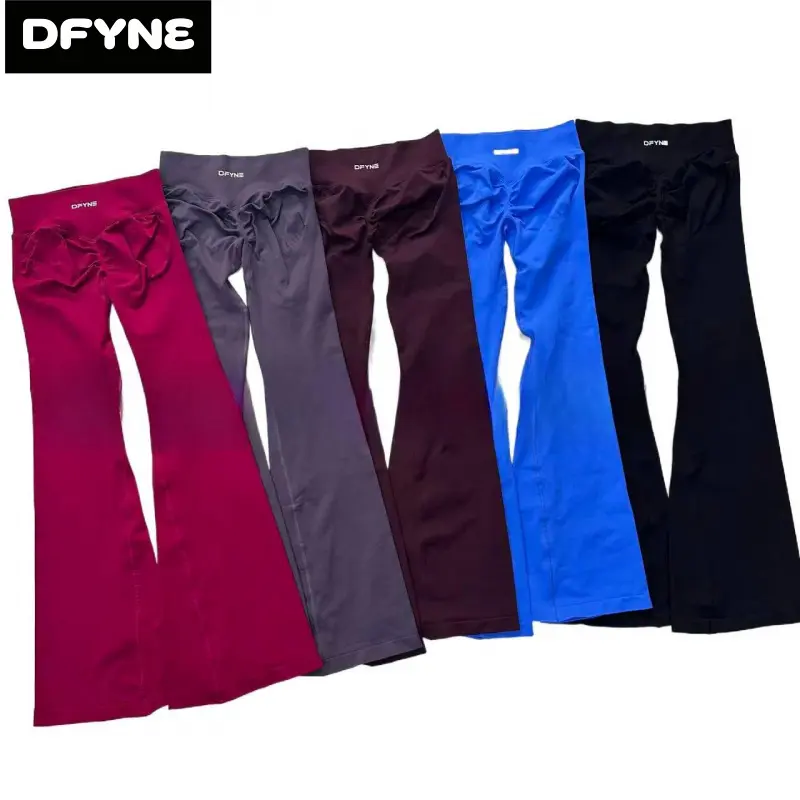 DFYNE Women's Seamless High-Waisted Scrunch Booty Flare Leggings - Tummy Control, Glute Lift Gym Clothing for Female Athletes, Yoga-Compatible Everyday Active Wear