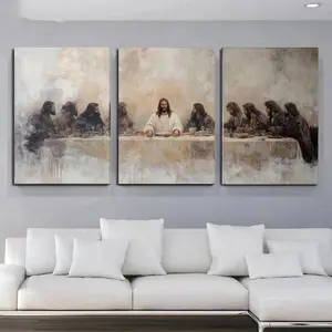 The Last Supper Oil Painting Print, Jesus Set of 3, Leonardo Da Vinci Parable LDS Bible Renaissance Christian Faith Shepherd Framed Poster