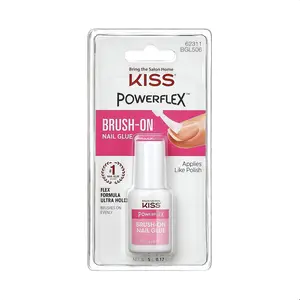 KISS PowerFlex Brush-On Nail Glue for Press On Nails, Ultra Hold Flex Formula Nail Adhesive, includes One Bottle 5g (0.17 oz.) with Twist-Off Cap & Brush Applicator