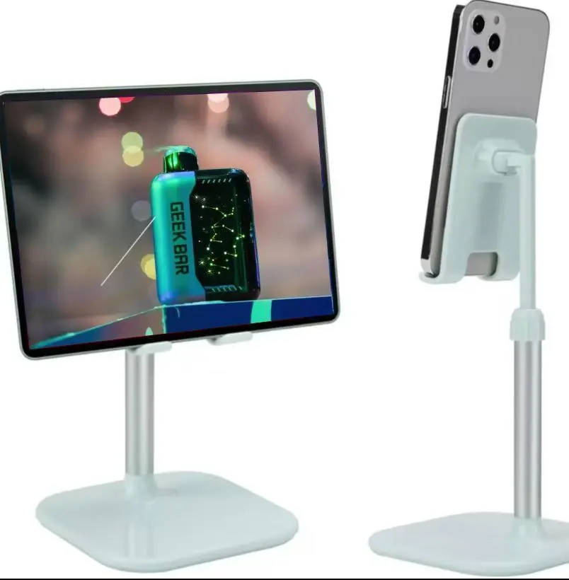 Geek Bar Tablet Holder - Adjustable Stand for Tablets and Phones - White