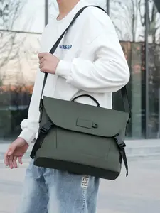 Men's Casual Solid Color Zipper Shoulder Bag, Simple Style Plain Color Commuter Crossbody Bag, Fashionable Versatile High-quality Daily Commuting Bag, Casual Crossbody Bags, Everyday Crossbody Bag