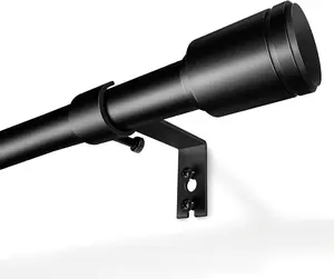 5/8” Diameter Curtain Rods 30-90 Inch, for 30-84 Inch Windows, Adjustable Splicing Black Curtain Rods for Windows with Brackets, Window Rod Long Small Curtains Rod