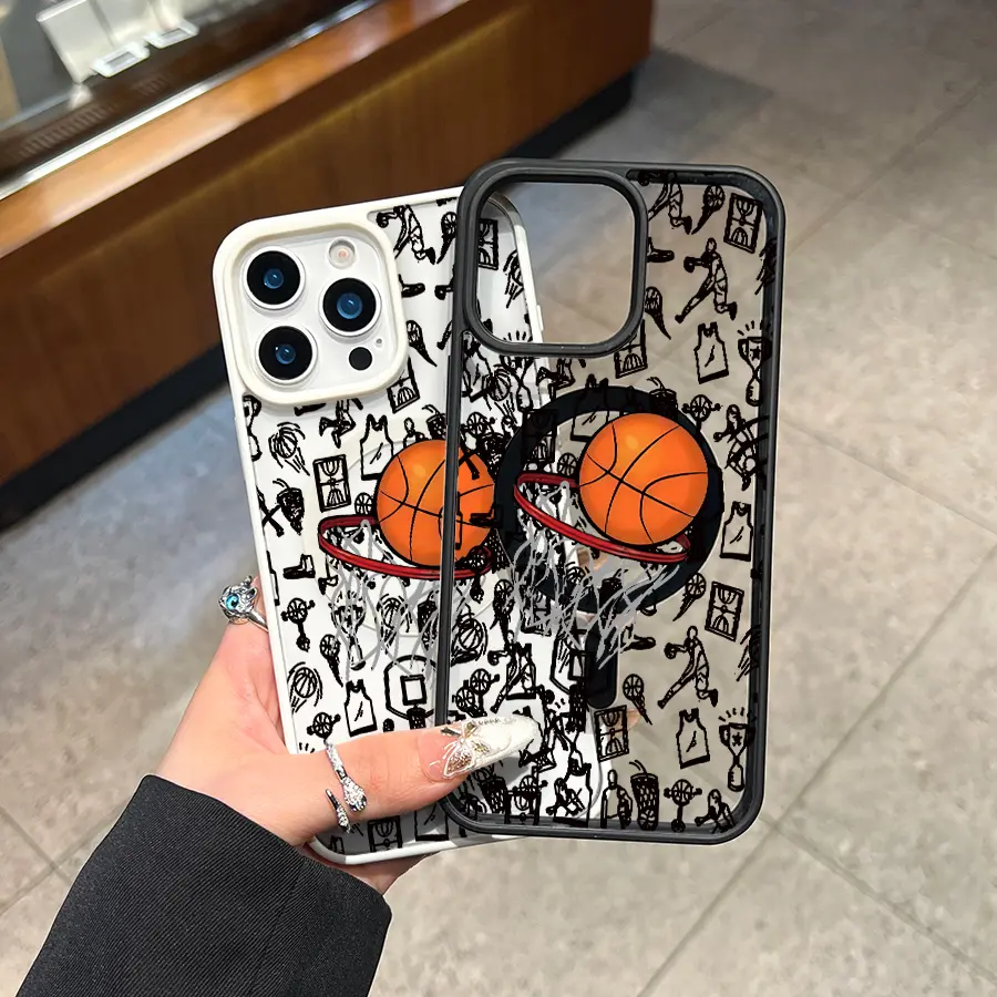 Magnetic TPU Basketball Phone Case for iPhone - Lightweight, Shockproof Accessory with Drop Protection, Aesthetic Design, Compatible with iPhone 17/16/15/14/13/12/11 Casing & Cover Accessories, Drop Resistant