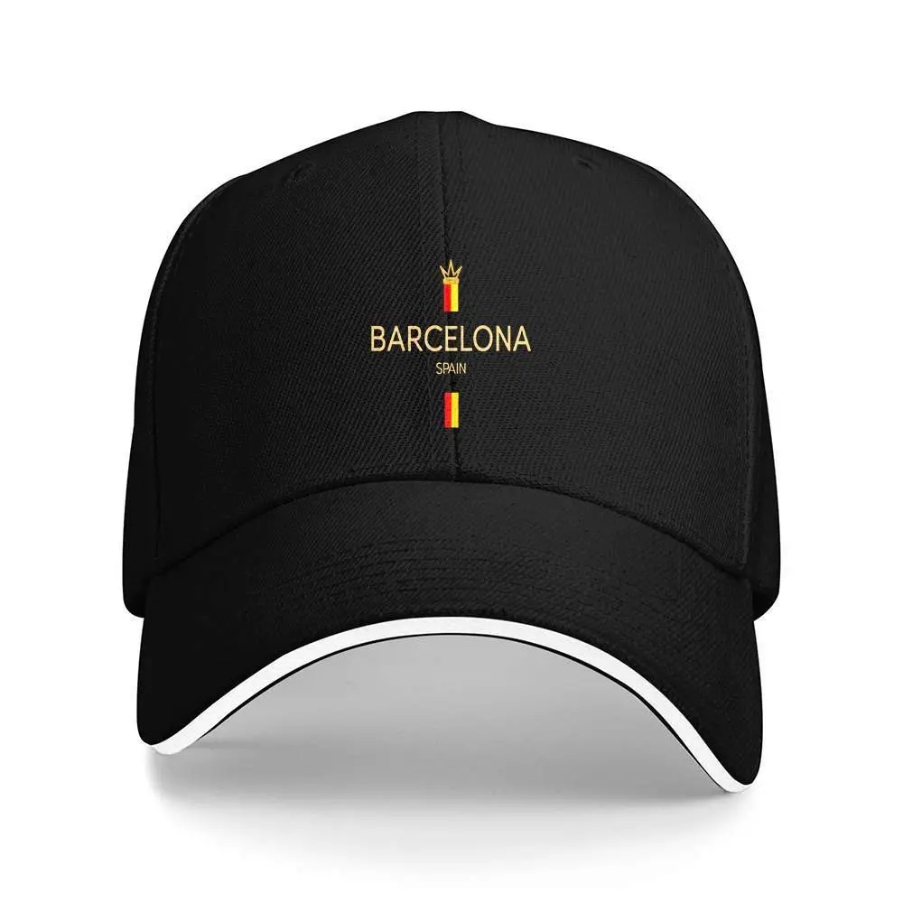 Unisex Baseball Cap with Barcelona Crown Graphic, Lightweight All-Seasons Polyester Travel Accessory, Supports Dry Cleaning, Graphic Print, Baseball Element Hats