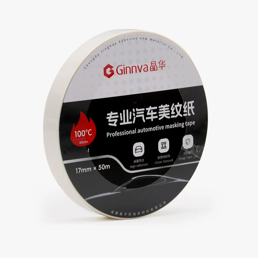 Automotive White Masking Tape - Heat Resistant to 100°C/212°F for 60 Min - Leaves Crisp Paint Lines & No Residue - Repositionable - 17mm x 50m Painters Tape - Single Roll
