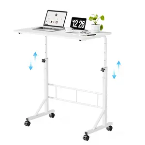 Standing Desk Adjustable Height, Mobile Stand Up Desk with Wheels Small Computer Desk Rolling Desk, Portable Laptop Desk White Standing Table Home Office Desks