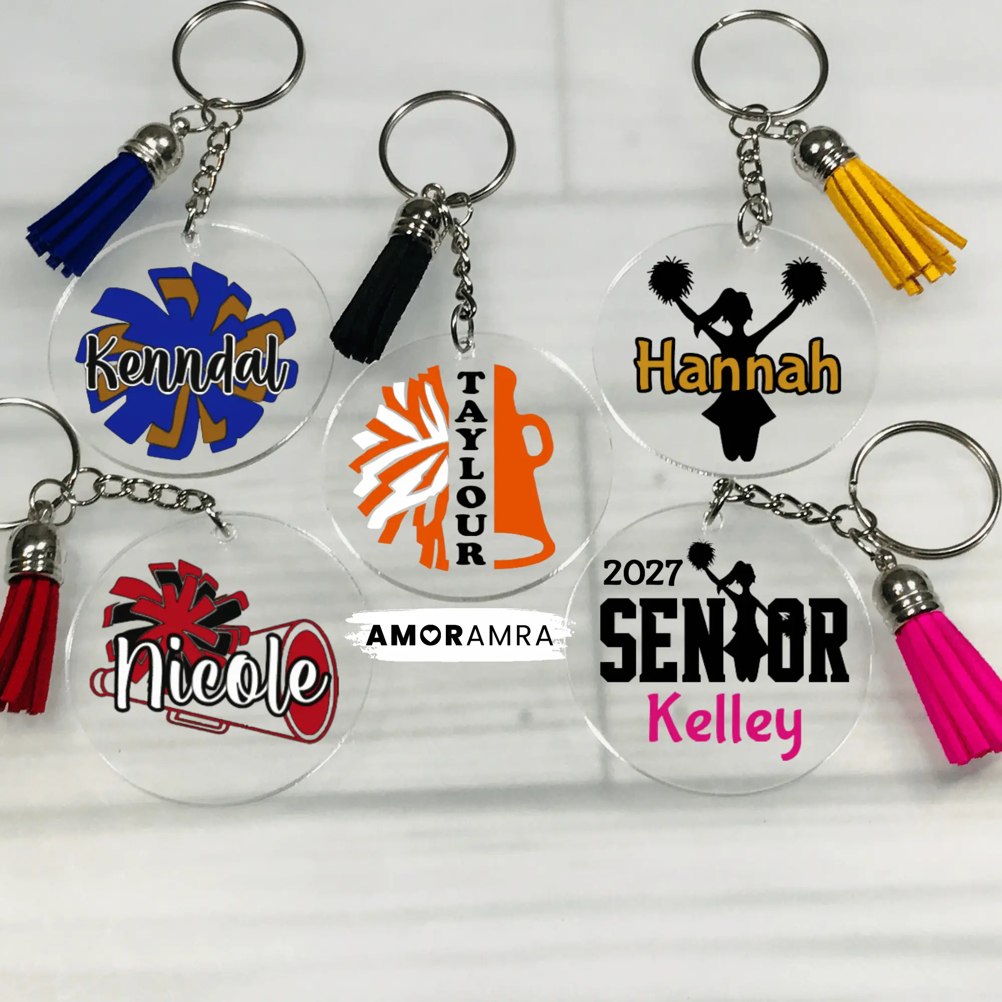 Personalized Cheerleader Keychain, Cheer Gifts, Pom Pom Cheer Keychain, Megaphone Keychain, Cheer Bow Keychain, Cheer Team Bulk Gift, Cheerleader Accessories