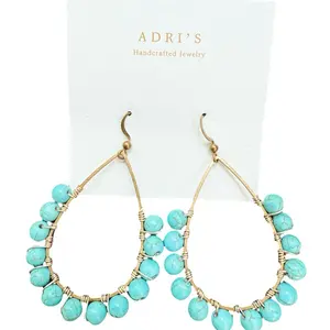 Turquoise Beaded Teardrop Earrings