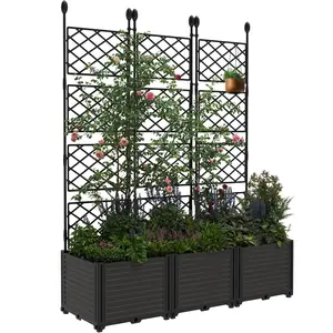 3 PCS/4 PCS Raised Garden Bed with Trellis & Privacy Screen, Tall Vertical Garden Planter Box for Climbing Plants - Sturdy Lightweight Outdoor Planter for Vegetables, Flowers on Patio, Balcony