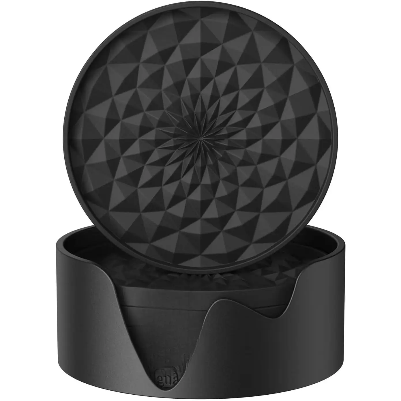 Coasters [6 Pack] with Holders Drink Coasters, Table Coasters, for Hot or Cold Drinks Thickened, Non-Slip, Non-Stick, Deep Tray Black
