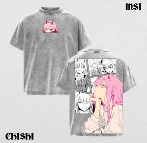 Zero Two | Darling in the Franxx Washed Tee Hoodie Sweater Double Printed “Angel Demon Red Horns” — For Viralcore Fans, For Gift Drops That Burn With Passion