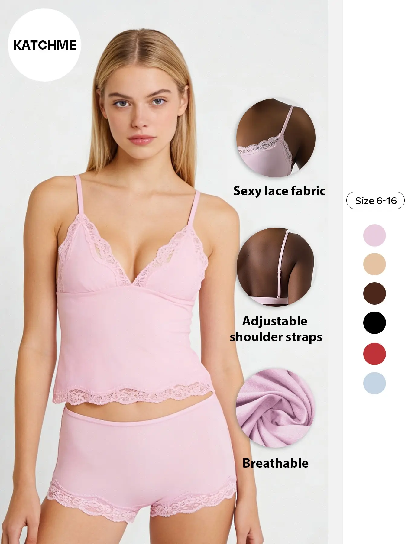Sexy Lace Deep V Wireless Bra Set, Fashionable Spaghetti Strap Top, Comfortable Undergarment, Stylish Women's Lingerie, Casual