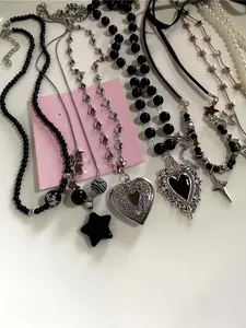 Punk Style Star & Heart Design Pendant Necklace, Girlfriend Gifts, Fashion Jewelry for Party, Daily Clothing Decor, Trendy All-match & Exquisite Jewelry for Birthday Gift, Necklace Set, Star Shine Necklace