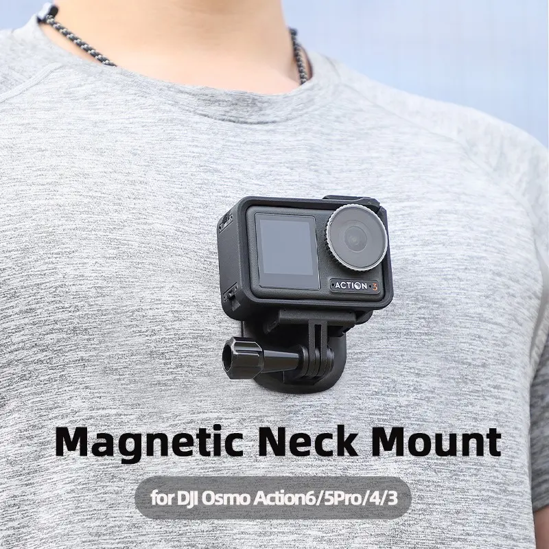for DJI Osmo Action6/5Pro/4/3 Magnetic Neck Chest Mount, Osmo Action Mounts Accessory, Easy Install, Holiday Travel, Outdoor Sport Action Camera Accessories, Photography Equipment, Adjustable Neck Strap Lanyard, Hand Free Shooting