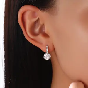 STUNNA LADY Moissanite Hoops Earrings for Women, Round Brilliant Cut Moissanite for women, 1-3ct 18K White Gold Plated Silver D Color VVS1 Round Lab Created Diamond Earrings with Certificate of Authenticity