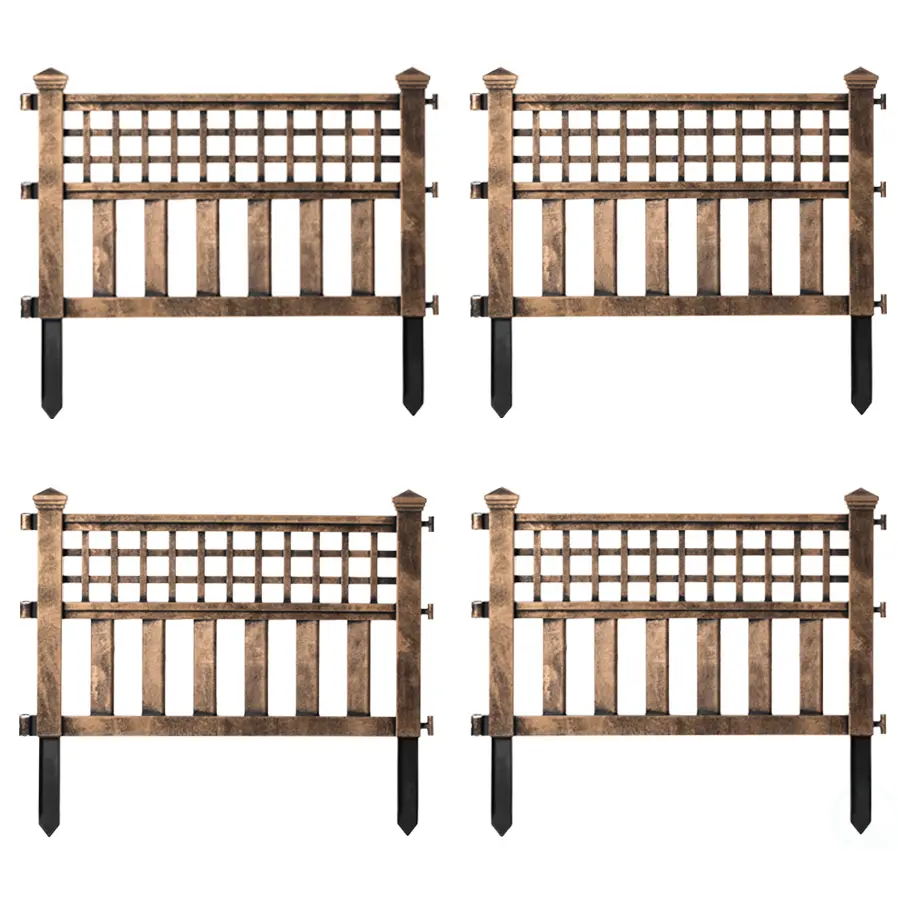 Gardenised QI004112BZ.4 0.75 x 20.5 x 23.75 in. Plastic Outdoor Decor Garden Flower Edger Fence Border Panels, Bronze - Set of 4