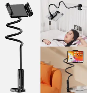 360° Adjustable Phone Stand For Desk, Cell Phone Clip Bed Holder,Lazy Long Arm Bed Desk Bracket For Cell Phones and Tablets Wide 4.5~7in Device Gooseneck Tablet Holder For iphone ipad