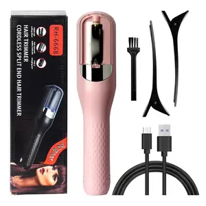 【2026】Original Cordless Split End Hair Trimmer for Dry, Damaged, Brittle, Curly, Frizzy, or Straight Hair – Battery Operated Home Styling Tool for Split Ends,Pink