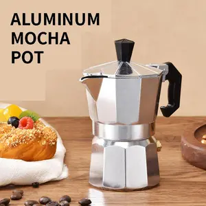 Italian desktop espresso machine, aluminum mocha pot, Espresso Coffee Maker, for authentic espresso, suitable for coffee or cappuccino lovers, suitable for home and kitchen use