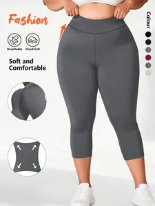 Women's Plus Size High Waist Stretch Capri Leggings, Soft Four-Way Stretch Fabric for Yoga and Everyday Wear, and Available in Multiple Colors, Shaping Leggings, Effortless Classic Leggings, Stretchy Soft Leggings, High Waists Leggings